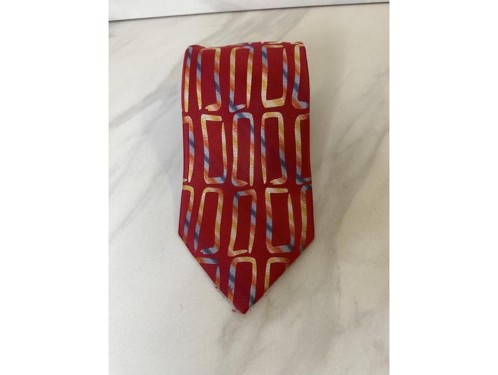 Vintage J. Garcia Emerald City Anniversary Collection red geometric silk necktie